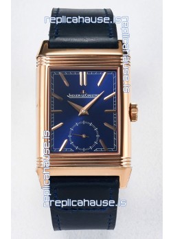 Jaeger-LeCoultre Reverso Super Clone DuoFace Blue/White Rose Gold Replica Watch 