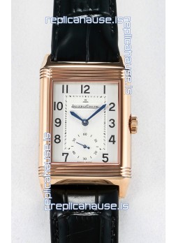 Jaeger-LeCoultre Reverso Super Clone DuoFace Black/White Rose Gold Replica Watch 