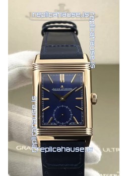 Jaeger-LeCoultre Reverso DuoFace Rose Gold Casing Watch Blue Dial in Swiss Automatic Movement