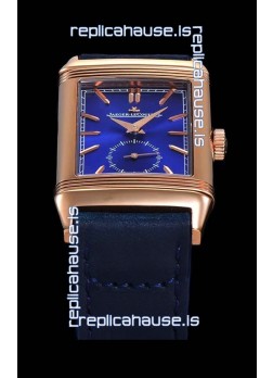 Jaeger LeCoultre Reverso Swiss Replica Watch in Rose Gold Casing - Blue Dial 