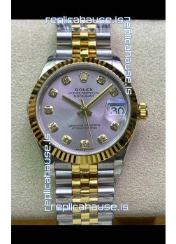 Rolex Datejust 31MM ETA-2671 Movement Swiss Replica in 904L Steel in Silver Dial Yellow Gold 