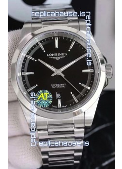 Longines Conquest Automatic Black Dial Automatic Watch in Steel Casing