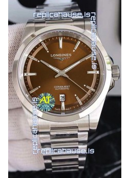 Longines Conquest Automatic Brown Dial Automatic Watch in Steel Casing