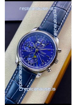 Longines Master Collection REF L2.673.4.92.0 Swiss Replica Watch in Blue Dial Leather Strap