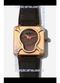 Bell & Ross BR0192 Skull Edition Bronze Casing GREY Skull on Brown Layer Swiss Replica Watch 