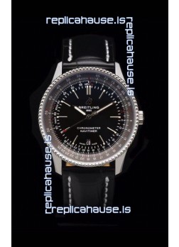 Breitling Navitimer 1 Automatic Swiss Replica Watch in Black Dial - Leather Strap