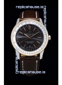 Breitling Navitimer 1 Automatic Swiss Replica Watch in Brown Dial Rose Gold Bezel