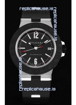 Bvlgari Aluminum 1:1 Mirror Swisss Replica Watch in Black Dial 