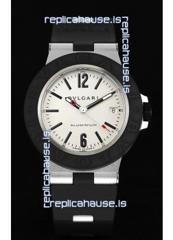 Bvlgari Aluminum 1:1 Mirror Swisss Replica Watch in White Dial 