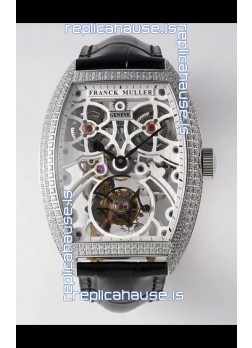Franck Muller Fast Tourbillon Edition 1:1 Mirror Swiss Replica Watch in Diamonds Casing 