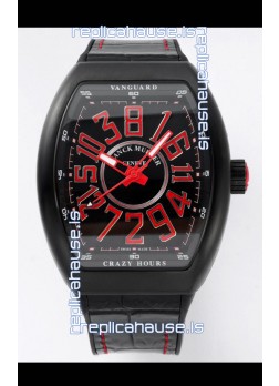 Franck Muller Vanguard Crazy Hours in DLC Coated Casing Black Dial Swiss Replica Watch 