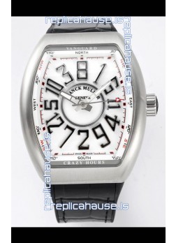 Franck Muller Vanguard Crazy Hours in Stainless Steel - White Dial Swiss Replica Watch 
