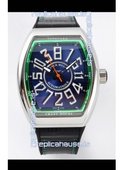 Franck Muller Vanguard Crazy Hours Steel Blue Dial Swiss Replica Watch 