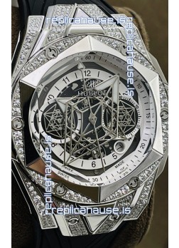 Hublot Big Bang UNICO Sang Bleu II Stainless Steel Diamonds 1:1 Mirror Quality Swiss Replica Watch 