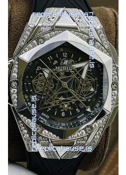 Hublot Big Bang UNICO Sang Bleu II Stainless Steel Diamonds 1:1 Mirror Quality Swiss Replica Watch 