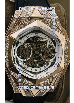 Hublot Big Bang UNICO Sang Bleu II Rose Gold Diamonds 1:1 Mirror Quality Swiss Replica Watch 