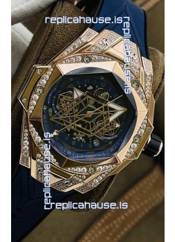 Hublot Big Bang UNICO Sang Bleu II Rose Gold Diamonds 1:1 Mirror Quality Swiss Replica Watch 