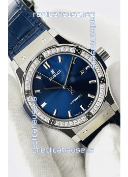 Hublot Classic Fusion Stainless Steel Blue Dial Swiss Replica Watch 1:1 Mirror Quality 