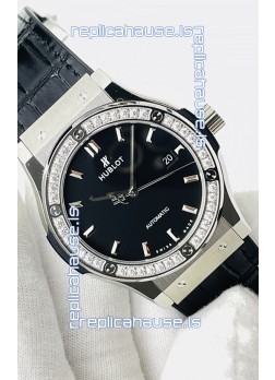 Hublot Classic Fusion Stainless Steel Black Dial Swiss Replica Watch 1:1 Mirror Quality 