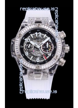 Hublot Big Bang Unico Plexiglass Casing 1:1 Mirror Edition Swiss Replica Watch White Strap