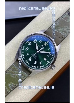 IWC Pilot MARK Series IW328205 1:1 Mirror Swiss Replica Watch in Green Dial Leather Strap