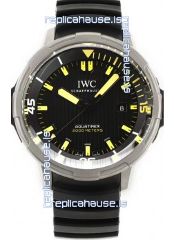 IWC Aquatimer IW358001 1:1 Titanium Mirror Swiss Replica Watch in Black Dial Rubber Strap
