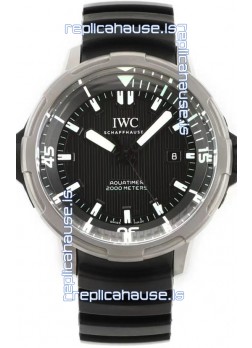 IWC Aquatimer IW358002 1:1 Titanium Mirror Swiss Replica Watch in Black Dial Rubber Strap