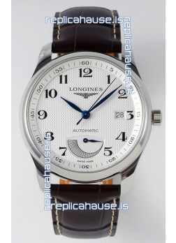 Longines Master Collection Automatic Power Reserve White Dial Swiss Replica Watch Leather Strap