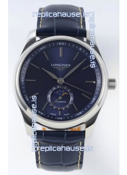 Longines Master Collection Automatic Moonphase Blue Dial Swiss Replica Watch Leather Strap
