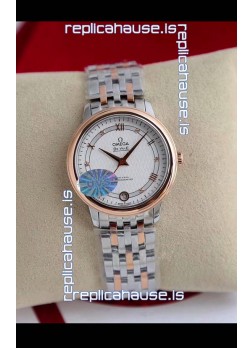 Omega De Ville Edition Swiss Automatic Watch in Two Tone Rose Gold White Dial 