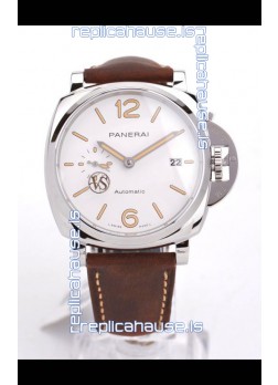 Panerai Luminor DUE PAM1046 White Dial 42MM 1:1 Mirror Quality - 904L Steel in Leather Strap 