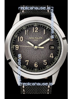 Patek Philippe Calatrava 5226G-001 904L Steel 1:1 Mirror Replica Watch Hybrid Leather/Canvas Strap