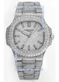 Patek Philippe Nautilus 5711/A Swiss Replica Watch 1:1 Mirror Replica in 904L Steel Diamonds Casing