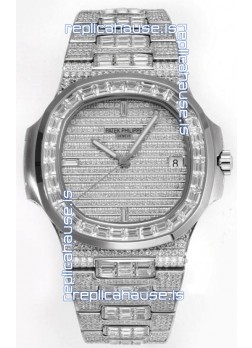 Patek Philippe Nautilus 5711/A Swiss Replica Watch 1:1 Mirror Replica in 904L Steel Diamonds Casing