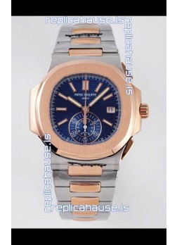 Patek Philippe Nautilus 5980/1AR-001 Two Tone Rose Gold 904L Steel Case in Blue Dial - 1:1 Mirror Replica