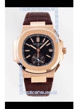 Patek Philippe Nautilus 5980/1R-001 Rose Gold 904L Steel Case in Black Dial - 1:1 Mirror Replica