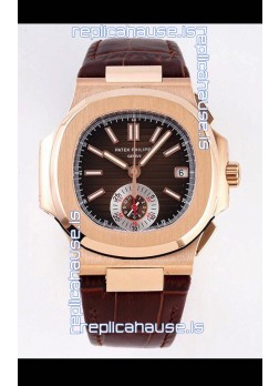Patek Philippe Nautilus 5980/1R-001 Rose Gold 904L Steel Case in Brown Dial - 1:1 Mirror Replica