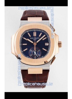 Patek Philippe Nautilus 5980/1R-001 Rose Gold Two Tone 904L Steel Case in Blue Dial - 1:1 Mirror Replica