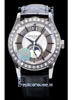 Patek Philippe 5205-001 Complications MoonPhase Light Grey Dial 1:1 Mirror Swiss Replica Watch