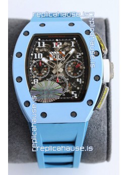 Richard Mille RM011 Blue Ceramic Casin Blue Rubber Strap 1:1 Mirror Swiss Replica Watch 