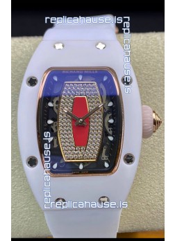 Richard Mille RM-07-01 Diamonds Dial White Ceramic Ladies 1:1 Swiss Replica Watch 
