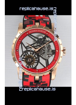 Roger Dubuis Excalibur Spider Flying Tourbillon Skeleton Rose Gold Casing 42MM 1:1 Mirror Swiss Watch