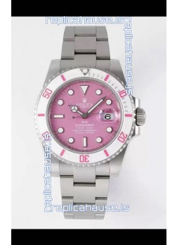 Rolex Submariner DiW Stainless Steel Casing White Ceramic Bezel Pink Dial Edition Watch 