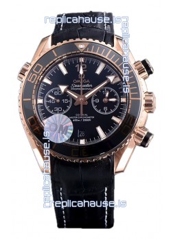 Omega Seamaster Planet Ocean 600M Sedna Gold Leather Strap 45.5MM 1:1 Mirror Replica Watch 
