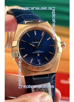 Omega Co-Axial Constellation 39MM Rose Gold Bue Dial 1:1 Mirror Replica Watch