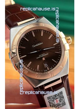 Omega Co-Axial Constellation 39MM Two Tone Rose Gold Brown Dial 1:1 Mirror Replica Watch