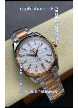Omega Aqua Terra 150M White Dial 904L Two Tone Rose Gold Casing 1:1 Mirror Replica 41MM 