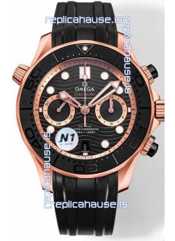 Omega Seamaster Co-Axial Master Chronograph Rose Gold Black Dial 44MM 1:1 Mirror Replica