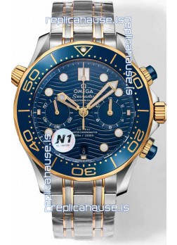 Omega Seamaster Co-Axial Master Chronograph Two Tone Blue Dial 44MM 1:1 Mirror Replica
