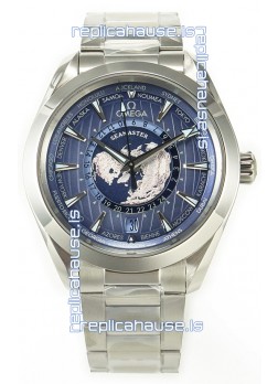 Omega Aqua Terra 150M Wolrd Timer 24 Summer Blue Dial 904L Steel 1:1 Mirror Replica 41MM 